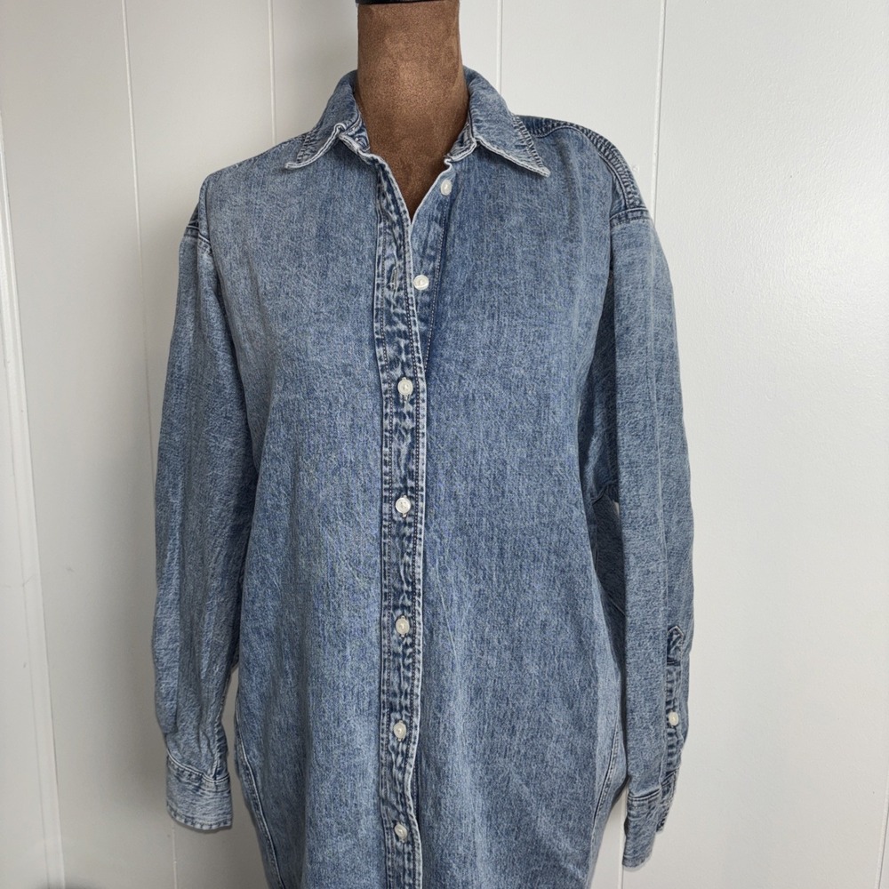 Universal Thread Jean Shirt Dress Womens XSmall Blue Denim Basic Pockets Retro - Picture 11 of 14